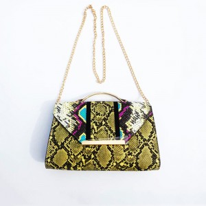 HD0823--Reptile Pattern PU Leather Single Shoulder Bag With Chian Crossbody Bag Clutch Bag