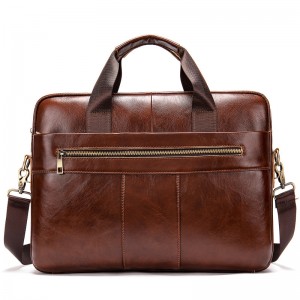 HD0827--Wholesale Men's Crazy Cowhide Leather Tote With One Handle Business Bag