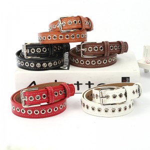 HD0728--2019 New Arrive Cheapest Women's Fashion leather belt with grommet 1.5inches