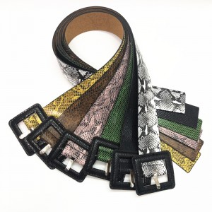 HD0827--Colorful Snake Skin Leather Waist Belt Luxury Buckle Pin Women PU Belts Coat Cummerbund Corset Girdle Ladies Show Dress Belt