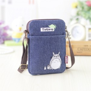 Denim embroidery slant cross small bag hot sale good slant cross cloth large screen mobile phone bag manufacturer wholesale